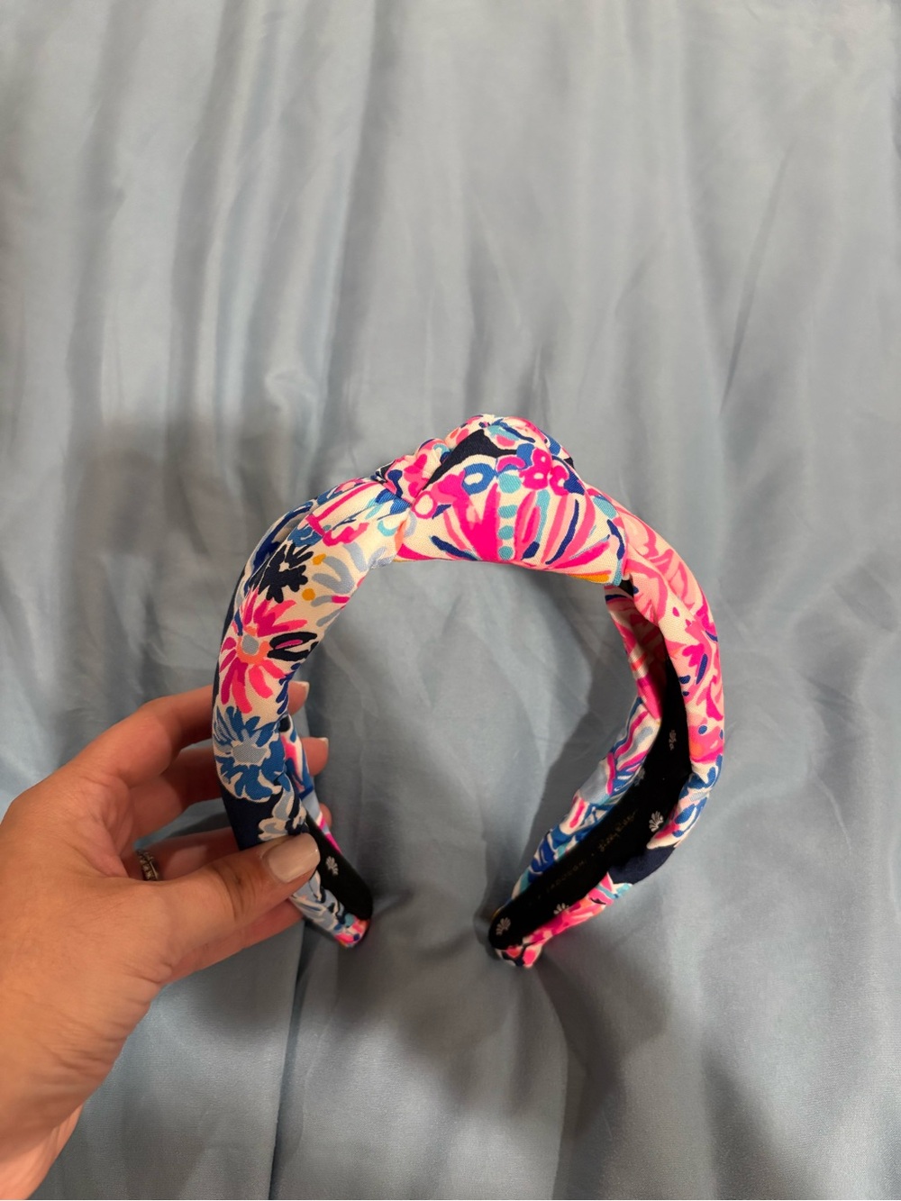 Lilly Pulitzer x Lele Sadoughi Floral Knotted Headband in Pink & Blue